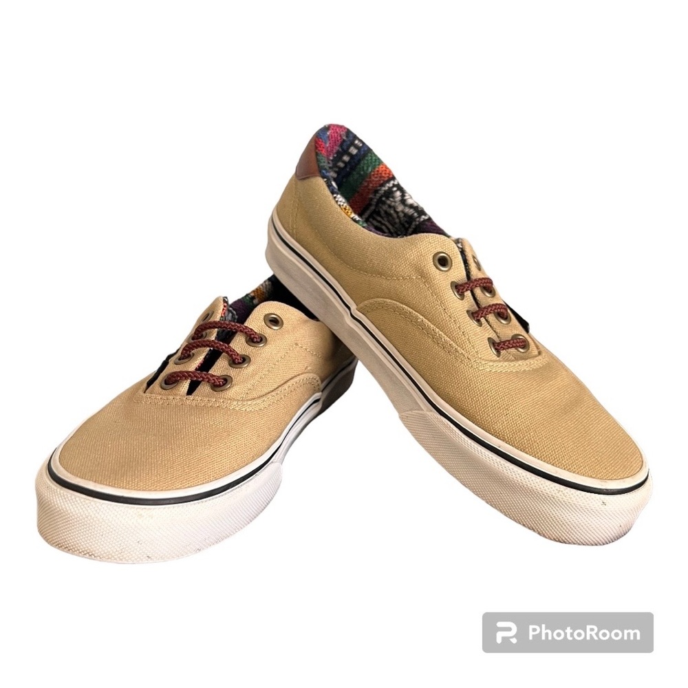 Vans Era 59 Tan Canvas Leather Shoes Aztec Pattern Size 5.5 Men / 7 Women (TC9R)